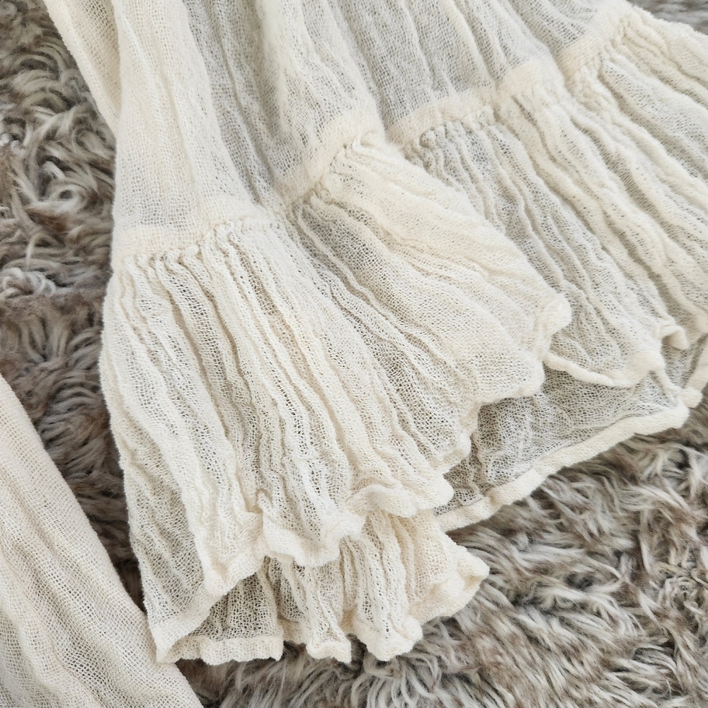 Free People Jen's Pirate Booty Casablanca Ruffle Duster Natural Ivory Size XS/S - Picture 8 of 16